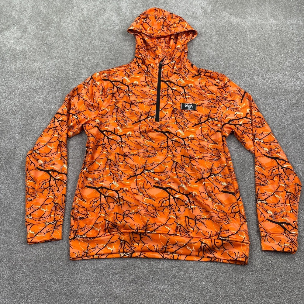 Waggle‎ 1/4 Zip Hunting Season Stretch Golf Pullover Hoodies Men's Size M Orange